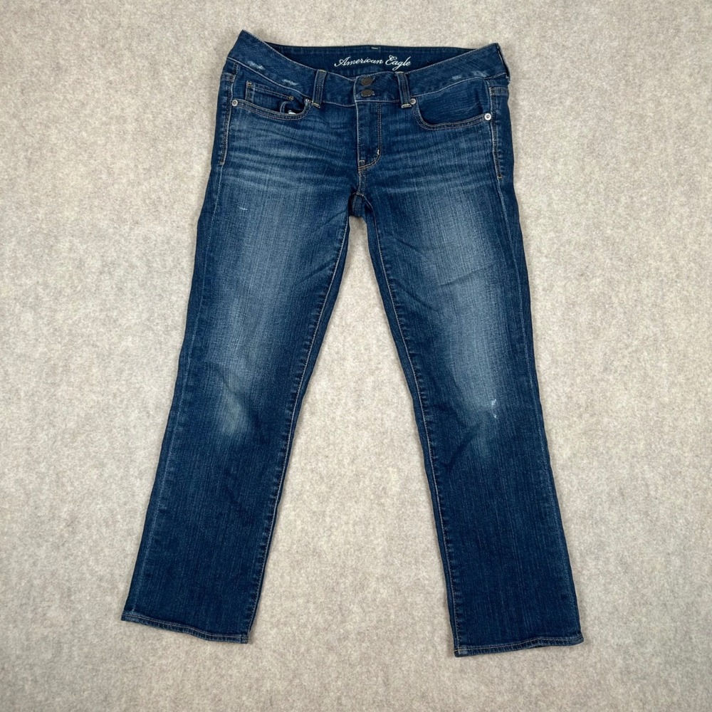 American Eagle Artist Jeans Womens 6 Blue Good Dark Wash Stretch Low Rise Flare